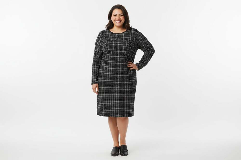 Lane Bryant 26/28 Sweater Dress Black/White Knit NWOT long sleeve pullover